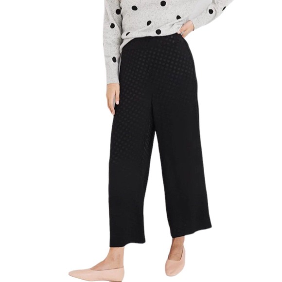 Madewell Pants - Madewell Drapey Jacquard Huston Pull-On Crop Pants Size XS Black